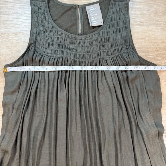 Dolan Left Coast‎ Smocked Trapeze Tank Dress Size Small Flowy Relaxed Chic Green - Picture 6 of 10